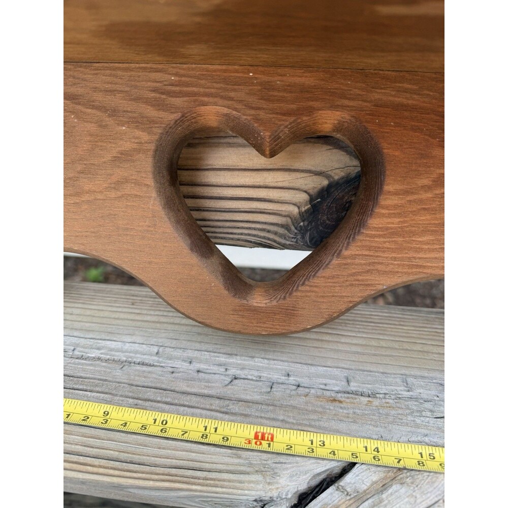 Vintage 1970's Heart Wall Shelves Peg Rack & Apple Welcome Rolling Pin Handmade - Picture 15 of 16